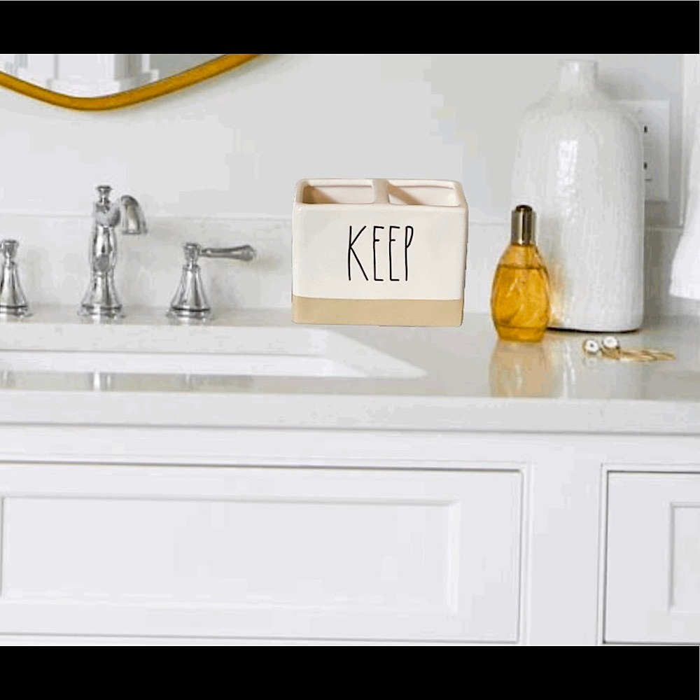 RAE DUNN KEEP Clay bottom bathroom organizer NEW - Picture 3 of 10